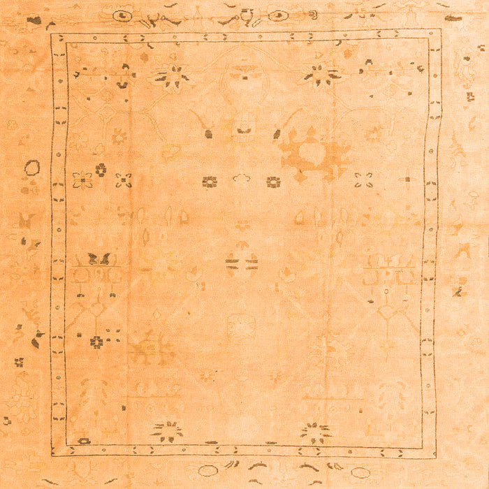 Square Machine Washable Oriental Orange Traditional Area Rugs, wshabs4320org