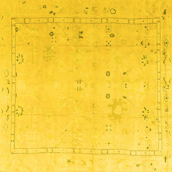 Square Machine Washable Oriental Yellow Traditional Rug, wshabs4320yw