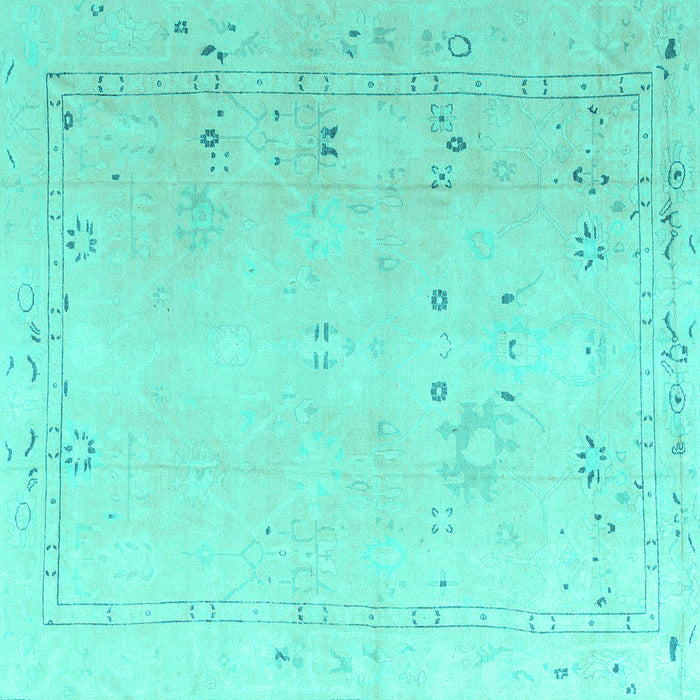 Square Oriental Turquoise Traditional Rug, abs4320turq