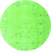 Round Machine Washable Oriental Green Traditional Area Rugs, wshabs4320grn