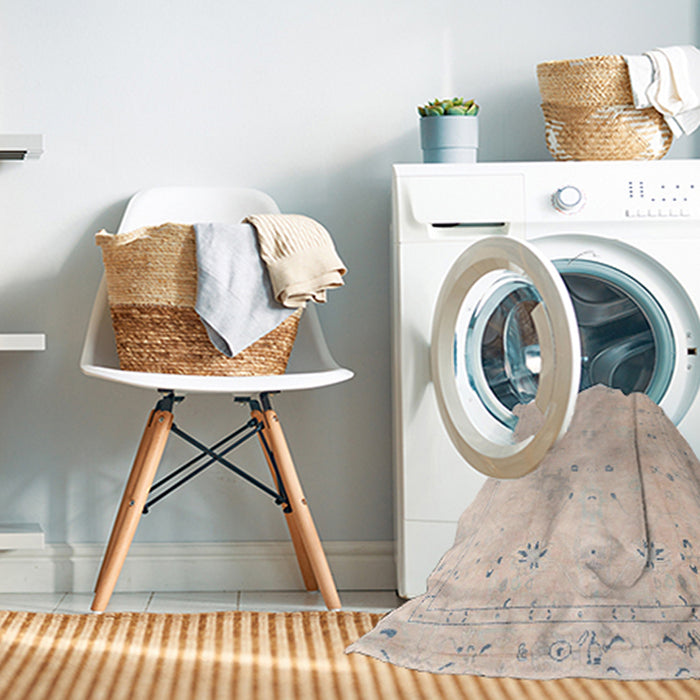 Machine Washable Abstract Desert Sand Beige Rug in a Washing Machine, wshabs4320