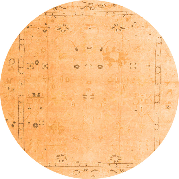 Round Oriental Orange Traditional Rug, abs4320org
