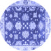 Round Machine Washable Oriental Blue Traditional Rug, wshabs4321blu