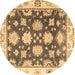 Round Oriental Brown Traditional Rug, abs4321brn