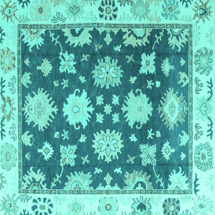 Square Oriental Turquoise Traditional Rug, abs4321turq