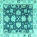 Square Oriental Turquoise Traditional Rug, abs4321turq