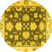 Round Oriental Yellow Traditional Rug, abs4321yw