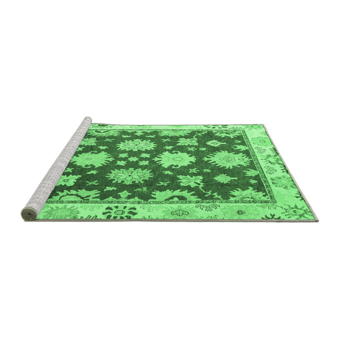 Sideview of Machine Washable Oriental Emerald Green Traditional Area Rugs, wshabs4321emgrn
