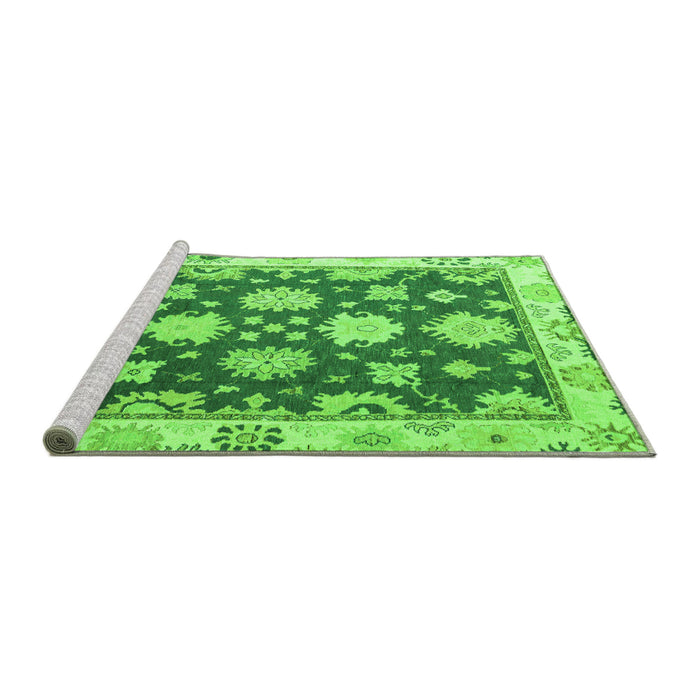 Sideview of Machine Washable Oriental Green Traditional Area Rugs, wshabs4321grn