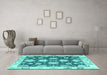 Machine Washable Oriental Turquoise Traditional Area Rugs in a Living Room,, wshabs4321turq