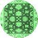 Round Oriental Emerald Green Traditional Rug, abs4321emgrn