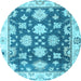 Round Oriental Light Blue Traditional Rug, abs4321lblu