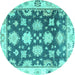 Round Oriental Turquoise Traditional Rug, abs4321turq