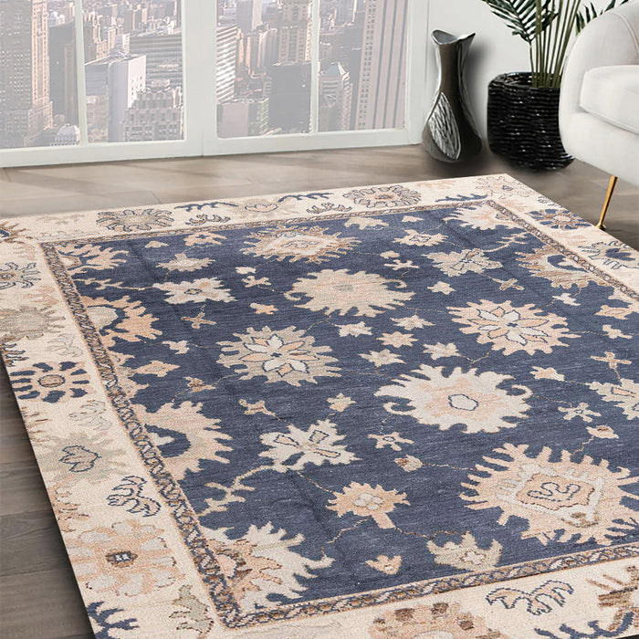 Abstract Desert Sand Beige Oriental Rug in Family Room, abs4321