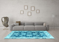 Machine Washable Oriental Light Blue Traditional Rug, wshabs4321lblu