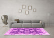 Machine Washable Oriental Pink Traditional Rug in a Living Room, wshabs4321pnk