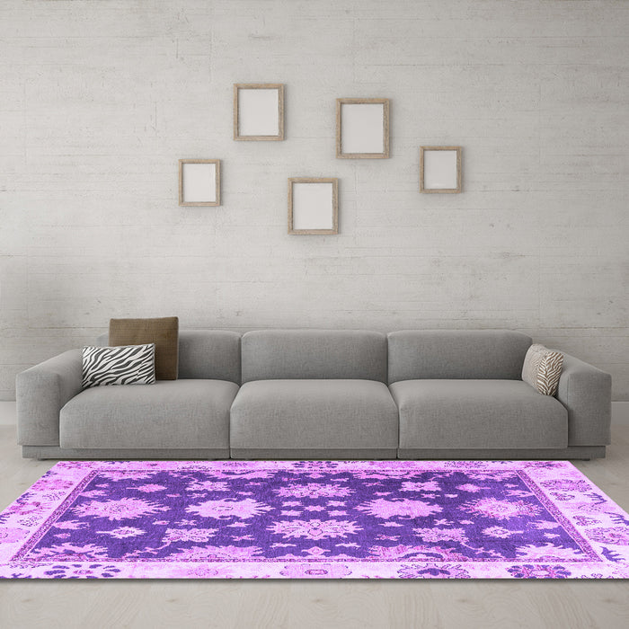Machine Washable Oriental Purple Traditional Area Rugs in a Living Room, wshabs4321pur