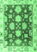 Machine Washable Oriental Emerald Green Traditional Area Rugs, wshabs4321emgrn