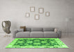 Machine Washable Oriental Green Traditional Area Rugs in a Living Room,, wshabs4321grn