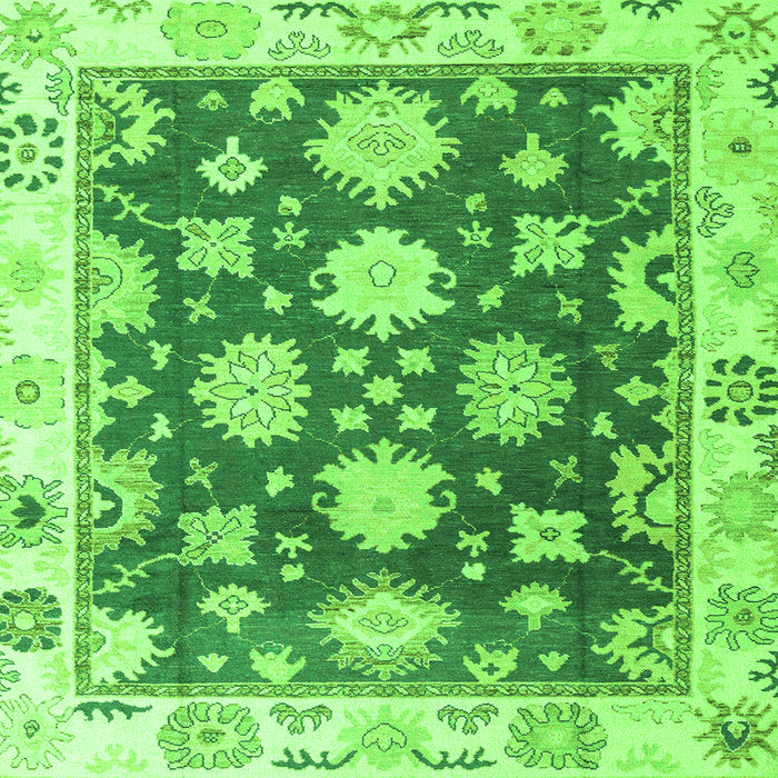 Square Machine Washable Oriental Green Traditional Area Rugs, wshabs4321grn