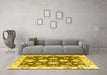 Machine Washable Oriental Yellow Traditional Rug in a Living Room, wshabs4321yw