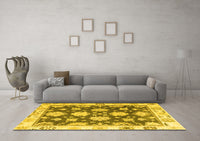 Machine Washable Oriental Yellow Traditional Rug, wshabs4321yw