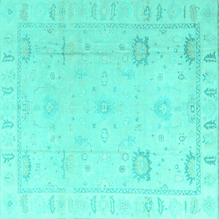 Square Machine Washable Oriental Turquoise Traditional Area Rugs, wshabs4322turq