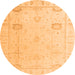 Round Oriental Orange Traditional Rug, abs4322org