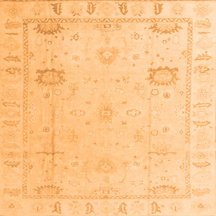 Square Machine Washable Oriental Orange Traditional Area Rugs, wshabs4322org
