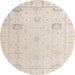 Round Machine Washable Abstract Wheat Beige Rug, wshabs4322