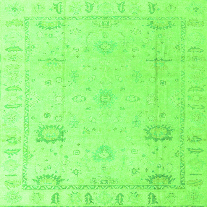 Square Machine Washable Oriental Green Traditional Area Rugs, wshabs4322grn