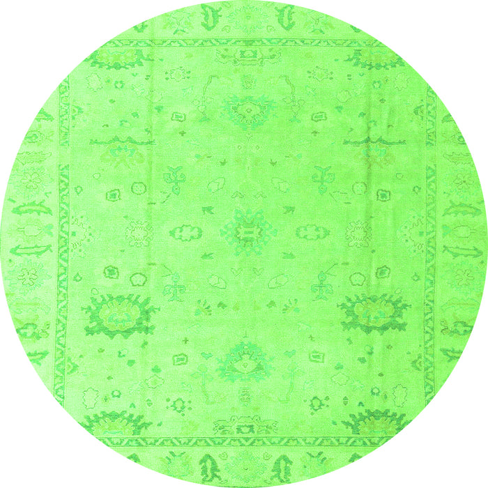 Round Oriental Green Traditional Rug, abs4322grn