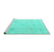 Sideview of Machine Washable Oriental Turquoise Traditional Area Rugs, wshabs4322turq