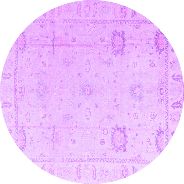 Round Machine Washable Oriental Purple Traditional Area Rugs, wshabs4322pur