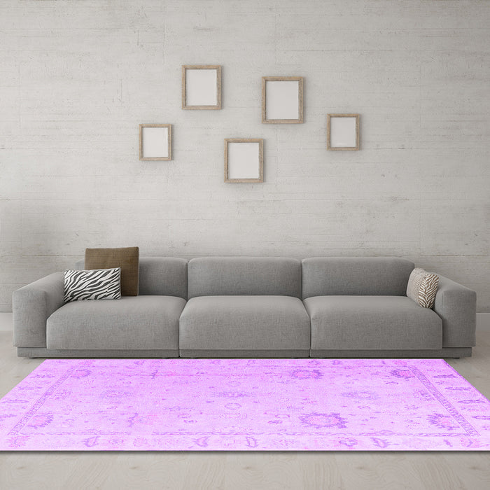 Machine Washable Oriental Purple Traditional Area Rugs in a Living Room, wshabs4322pur