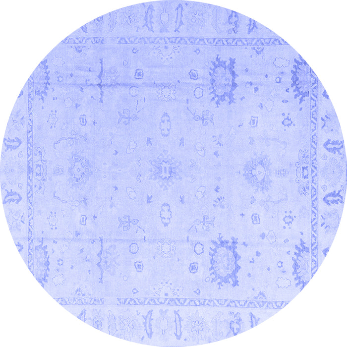 Round Machine Washable Oriental Blue Traditional Rug, wshabs4322blu