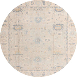 Round Abstract Wheat Beige Oriental Rug, abs4322