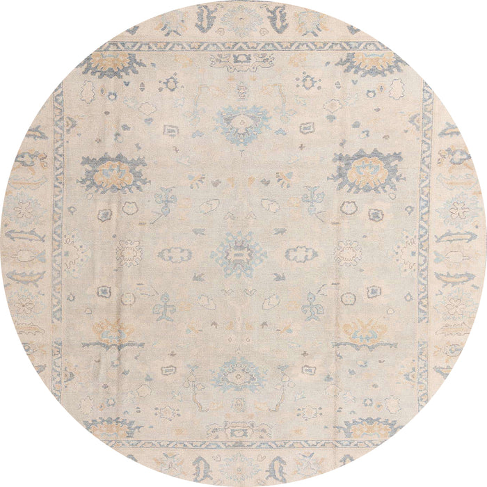 Round Abstract Wheat Beige Oriental Rug, abs4322