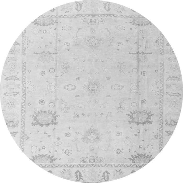 Round Machine Washable Oriental Gray Traditional Rug, wshabs4322gry