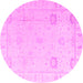 Round Oriental Pink Traditional Rug, abs4322pnk