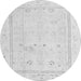 Round Machine Washable Oriental Gray Traditional Rug, wshabs4323gry