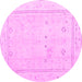 Round Oriental Pink Traditional Rug, abs4323pnk