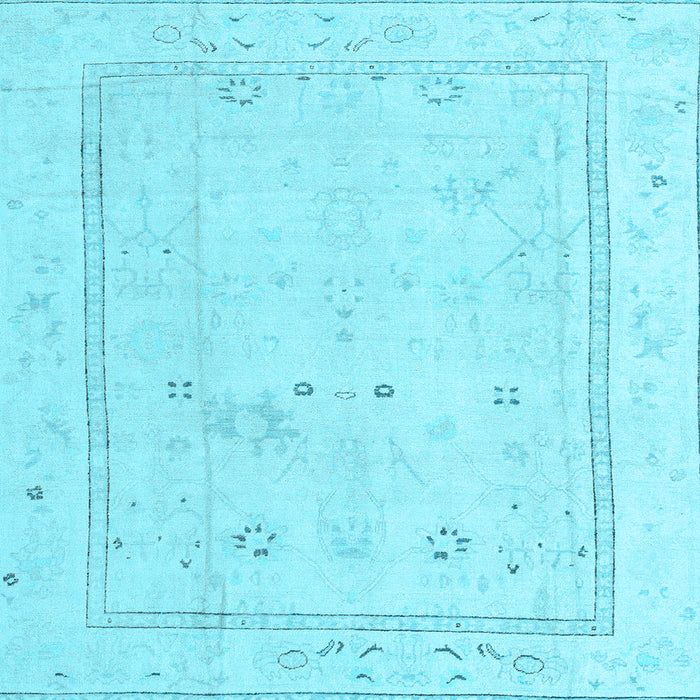 Square Machine Washable Oriental Light Blue Traditional Rug, wshabs4323lblu