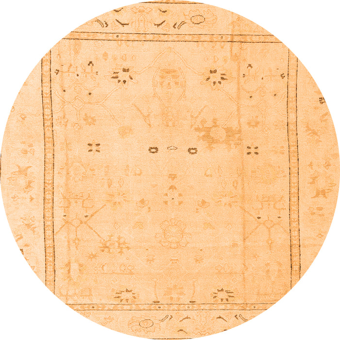 Round Oriental Orange Traditional Rug, abs4323org