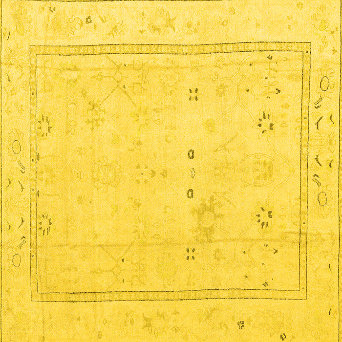 Square Machine Washable Oriental Yellow Traditional Rug, wshabs4323yw