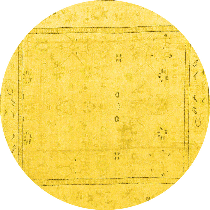 Round Oriental Yellow Traditional Rug, abs4323yw