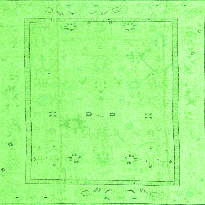 Square Oriental Green Traditional Rug, abs4323grn