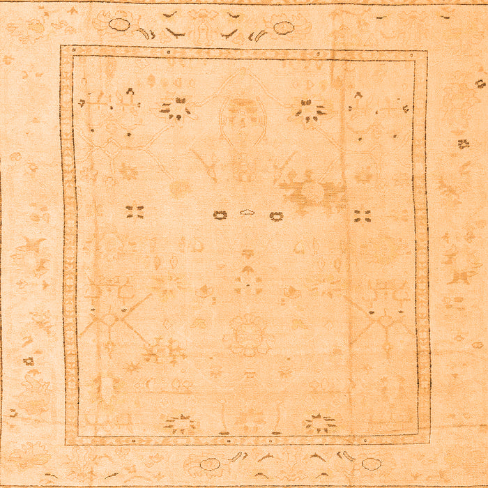 Square Machine Washable Oriental Orange Traditional Area Rugs, wshabs4323org