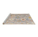 Sideview of Machine Washable Abstract Khaki Rose Pink Rug, wshabs4324