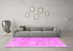 Machine Washable Oriental Pink Traditional Rug in a Living Room, wshabs4324pnk